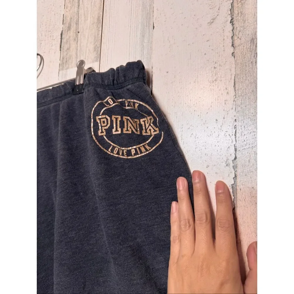 Victoria’s Secret PINK Lounge Shorts Women’s Large Black Scallop Hem Pocket Logo